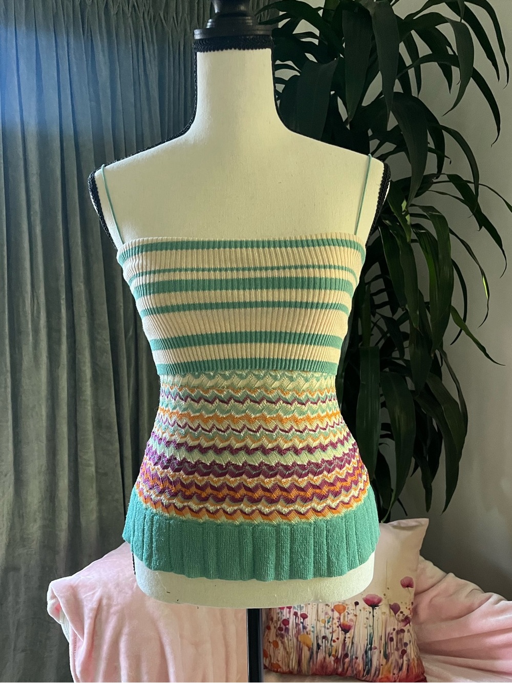 Missoni M Knit CONVERTIBLE Top Skirt Dress Zigzag Chevron Teal Purple Sz 2 women